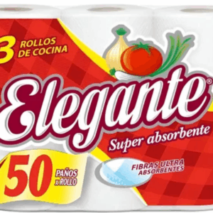 ROLLO DE COCINA ELEGANTE X 50 PAÑOS (BULTO 8 PAQUETES X 3 ROLLOS)
