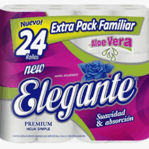 PAPEL HIGIENICO ELEGANTE ALOE VERA 30MT X 24 UNIDADES BLANCO PREMIUM