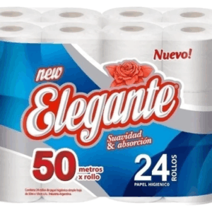 PAPEL HIGIENICO ELEGANTE 50MT X 24 UNIDADES
