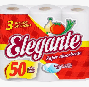 ROLLO DE COCINA ELEGANTE 50 PAÑOS x 3 UNIDADES