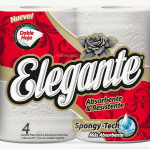 PAPEL HIGIENICO ELEGANTE DOBLE HOJA 20mt x 4 UNIDADES