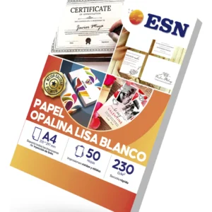 Papel Opalina Lisa Blanco 230 Gr A4 50 Hojas Esn Blanco